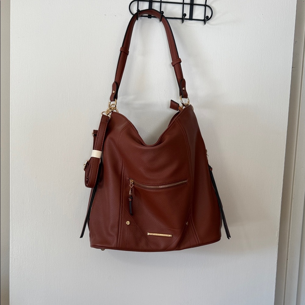 Mia K Collection Chic Tan Leather Shoulder Bag